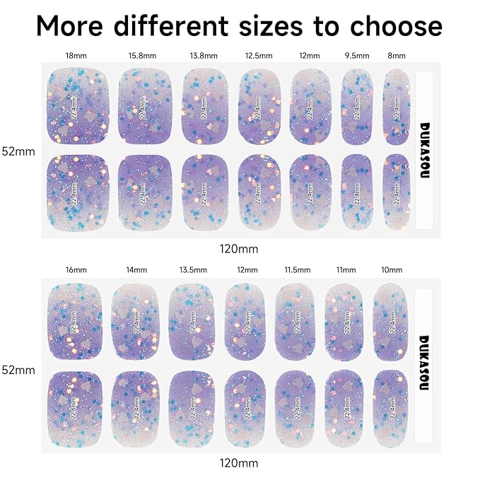 Semi Cured Gel Nail Strips, 28pcs Gradient Love Gel Nail Strips Work with Any UV Light, Gel Nail Stickers Full Nail Wraps for Women Girls Kids DIY Gift, Include Prep Pads, Nail File&Wood Stick