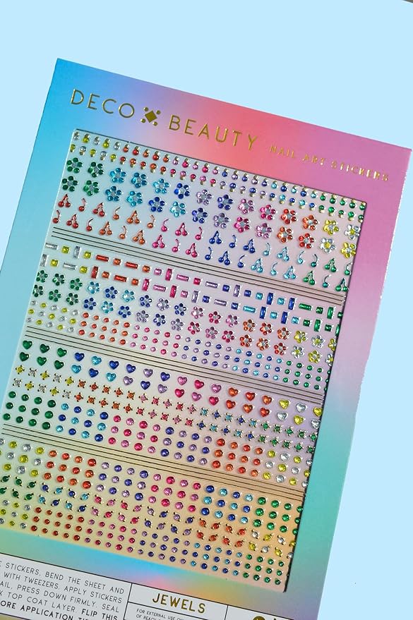 Deco Beauty Jewels Nail Stickers - Lightweight & Easy-to-Apply Nail Art with Cute & Trendy Designs - Durable & Long-Lasting Nail Stickers for Women, Ideal for DIY Manicures