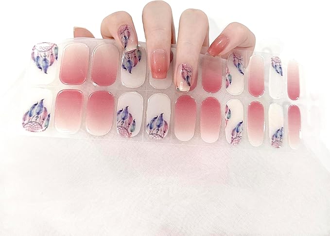 Semi Cured Gel Nail Strips (Dream Catcher)-22 PCS Manicure Stickers | Gel Nail Wraps | Light Required, Salon Quality & Easy to Use