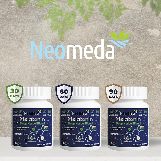 Melatonin Sleep Herbal Blend - Natural Sleep Support for Restful Nights with Melatonin 5mg & Calming Herbs - Drug-Free Dietary Supplement, 90 Capsules, 90-Day Supply