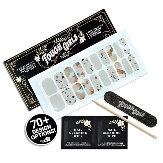| 20 Exquisite Gel Nail Polish Strips w/Application Accessories - No UV/LED Lamp Required (Camo Confetti)