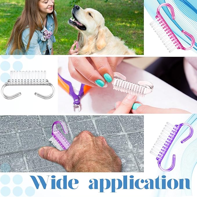 Bokon 400 Pcs Handle Grip Nail Brush Bulk Nail Scrub Brush Nail Brush for Toes and Nails Cleaner, Pedicure Scrubbing tool kit for Men and Women(Colorful)