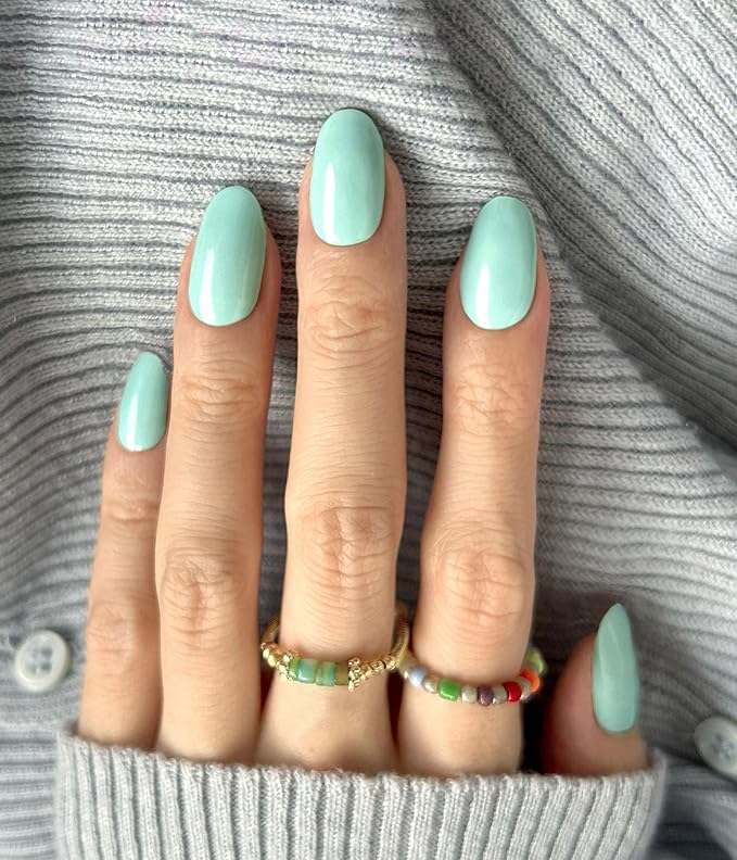 Nail Polish Strips - 22 Pcs Salon Quality Gel Nail Stickers - Long Lasting Wraps (Mint Smoothie Green)