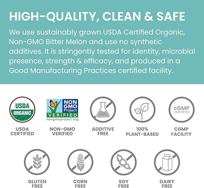 Himalaya Organic Bitter Melon - Herbal Glucose Metabolism Support - USDA Organic, Non-GMO, Vegan, Gluten Free, 660 mg, 60 Caplets