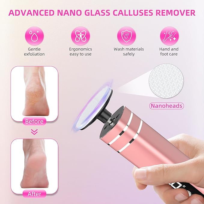 2 in 1 Electric Foot Callus Remover,9 Adjustable Speeds Rechargeable Electric Dead Skin Sander Pedicure Tools with Sandpaper Disk and Nail Drill Bits,Grinding Heads for Women&Men