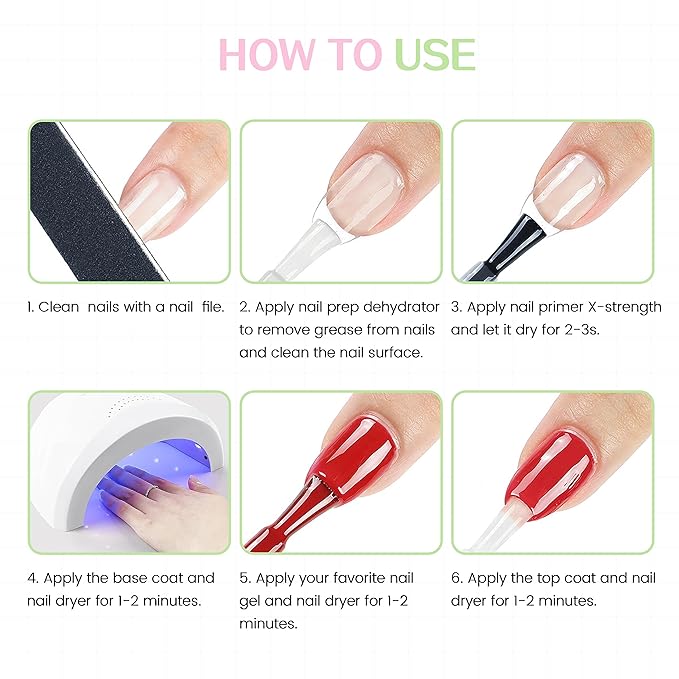 Nail Prep Dehydrator & Nail Primer X-Strength Kit, Profession Nail System Enhance Nail Bonding for Acrylic Nails