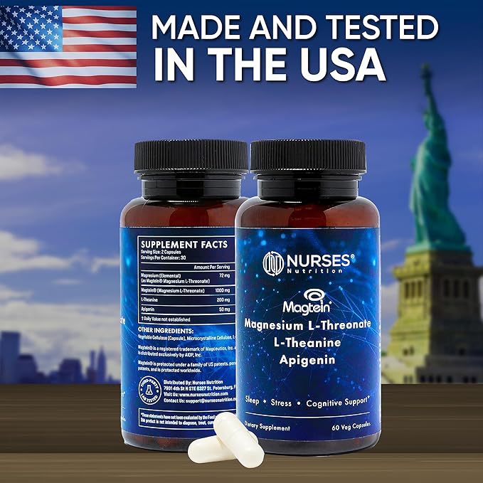 Clinically Studied – Premium High Absorption Magnesium Sleep Supplement – Magnesium L-Threonate L-Theanine Apigenin – Sleep & Stress Support – Third Party Tested – Made in USA – Gluten Free