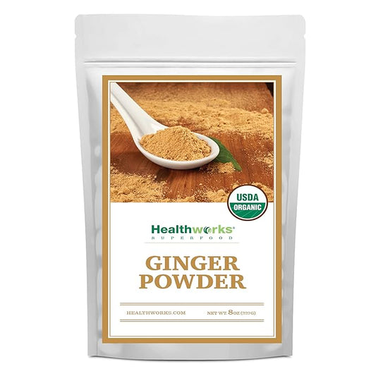 Healthworks Superfoods Organic Ginger Powder - 8 Oz - Ground, Raw & All-Natural - Keto, Vegan - Great with Coffee, Tea & Juices - Superfood/Spice