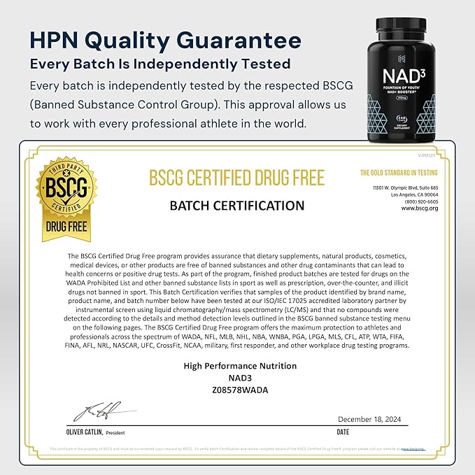 HPN NAD3 Clinical NAD+ Booster, Cellular Health & Natural Energy - NAD Supplement for Healthy Aging, Metabolic Support, NRF2 & Longevity, Nicotinamide Riboside & NMN Alternative, 240ct, 120-Day Supply