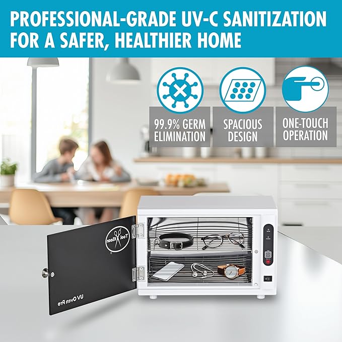 SaniCabinet UV Light Sanitizer Box - Large, Professional Grade, Fast UVC Sanitizer Cabinet for Cleaning Salon Tools, Nail Clippers, Cell Phone, Watches, Glasses, Baby Toys - EPA Registered