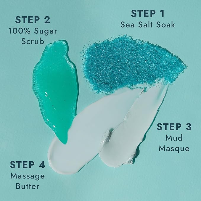 VOESH Pedi in a Box 4 Step Fresh Trio - 3 Pack of Ocean Refresh, Eucalyptus Energy Boost, & Cucumber Fresh Pedicure Set, DIY Pedi, Foot Spa