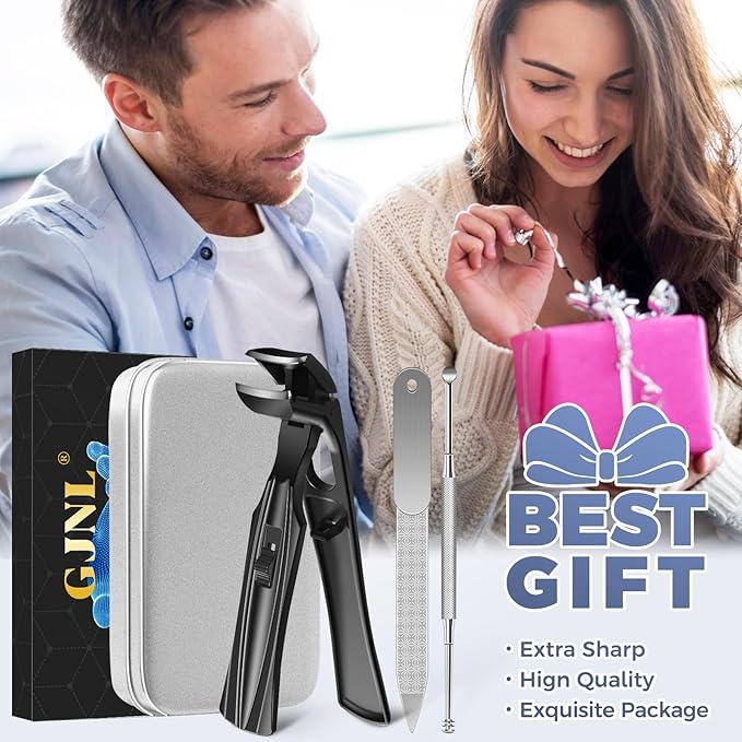 Toenail Clippers for Thick Toenails, Stocking Stuffers 2025 Gifts for Men Women, Angled Head Large Toe Nail Clippers with Wide Jaw Opening, Christmas Xmas Presents Gifts for Adults