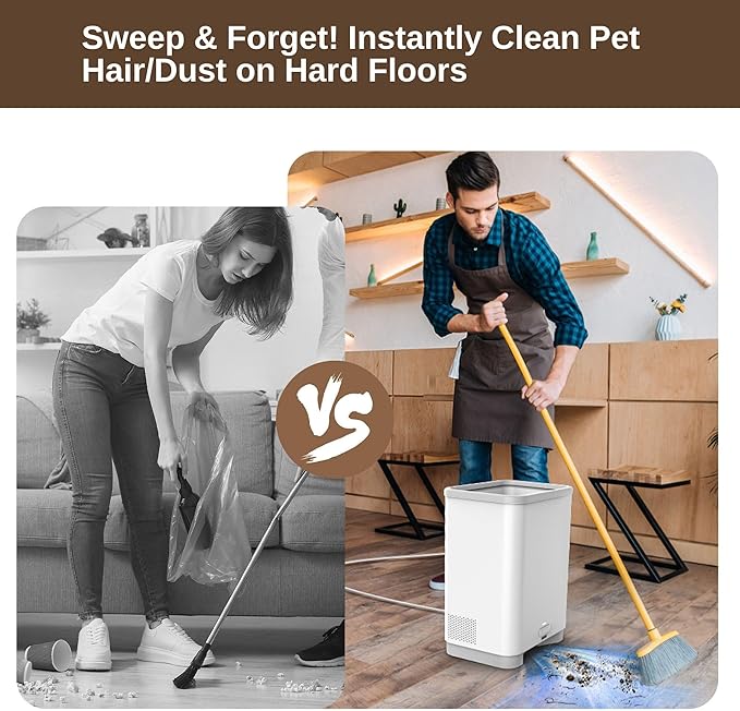 Touchless Vacuum Automatic Dustpan Cleaner Pet Hair Remover Vacuum Cleaner with Dust Bag for Sweeping Hair Vacuum for Salons Food Dirt Kitchen