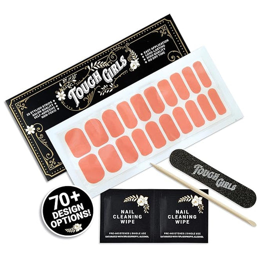 | 20 Exquisite Gel Nail Polish Strips w/Application Accessories - No UV/LED Lamp Required (Coral)
