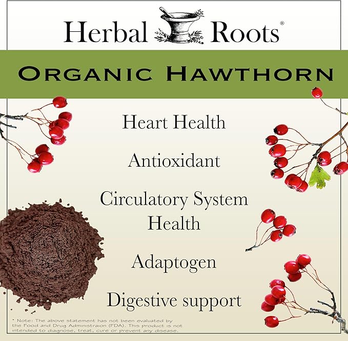 Herbal Roots Certified Organic Heart Health Trio, Hawthorn, Ceylon Cinnamon, Beetroot Herbal Supplements