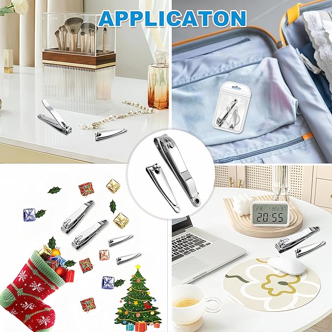 Toenail & Fingernail Nail Clippers Kit for Men Women Seniors, 8-Piece Stainless Steel Long Handled Nail Care Set, Nail Clippers Bulk for Travel, Gifts, (XL Large & Small Set, 4-Pack)