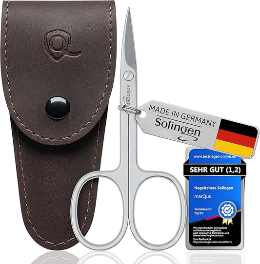 Solingen Nail Scissors Curved Blade – Precision German Steel for Fingernails & Toenails, Manicure & Pedicure, Extra Sharp with Stylish Storage Case