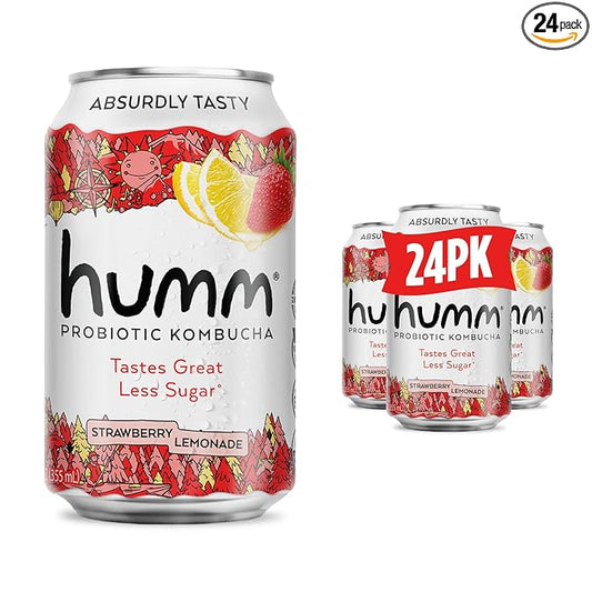 Humm Kombucha Strawberry Lemonade, Organic, Vegan & GMO Free (24 Pack)