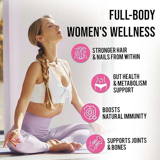 Collagen for Women – Hydrolyzed Multi Collagen Peptides Types I, II, III, V & X – Collagen Supplement with Vitamin C, Biotin & Hyaluronic Acid – Grass Fed, Non-GMO, 240 Capsules