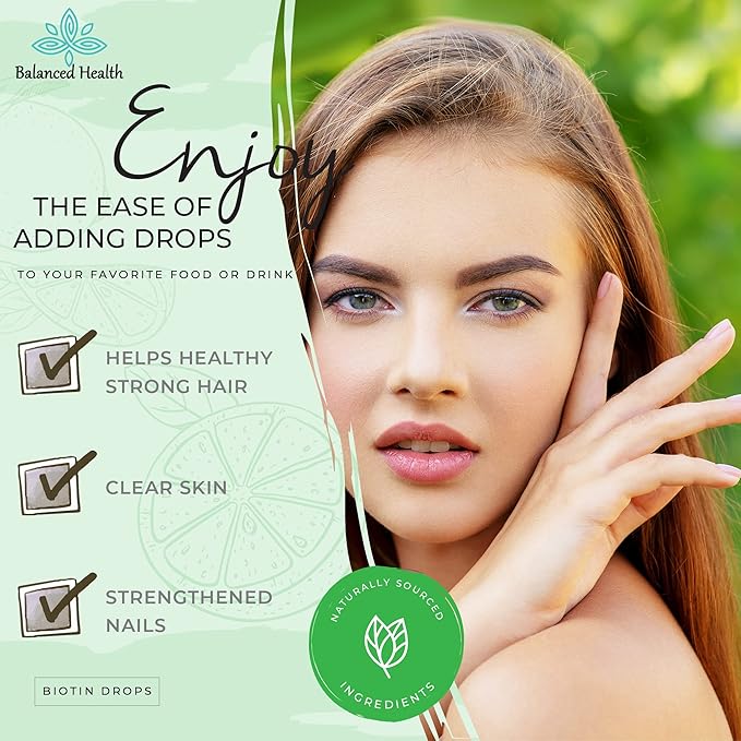 Biotin Drops - 120 Servings, 2oz, Lemon Flavor, Promote Healthy Hair Skin and Nails