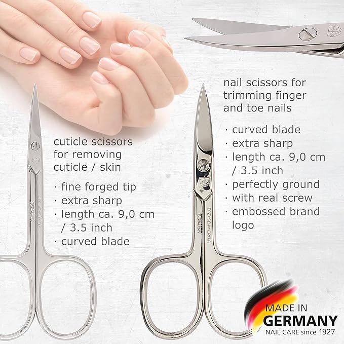 3 Swords Germany - brand quality 8 piece manicure pedicure grooming kit set synthetic leather case red ostrich - Made in Germany