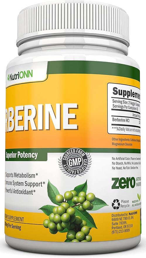 Berberine - 1200Mg Per Serving - 90 Vegetarian Capsules - Pure Berberine HCL Extract Supplement - Superior Potency to Support Immune Health