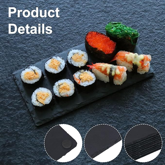 13 Pack 4 x 8 Inch Slate Cheese Boards, Black Rectangle Slate Charcuterie Boards, Natural Charcuterie Stone Plates for Parties, Gifts, and Special Events, Cheese, Sushi, Food.