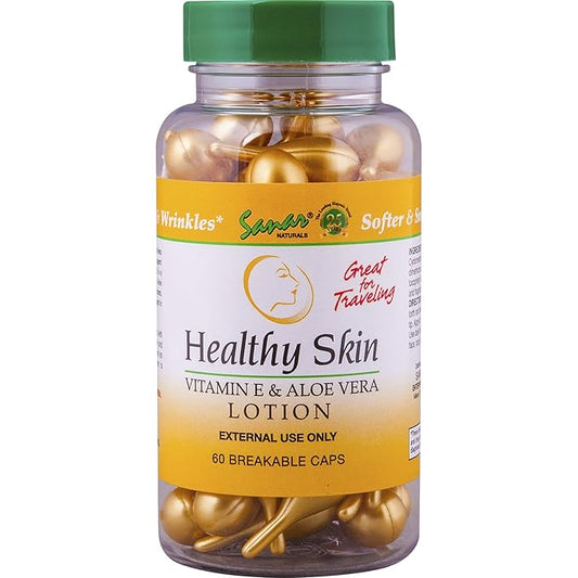 Sanar Naturals Healthy Skin Vitamin E and Aloe Vera Moisturizer Ampoules - Body Lotion for Dry Skin, Face, Hands - Travel Size Serum for Women and Men, 60 Capsules