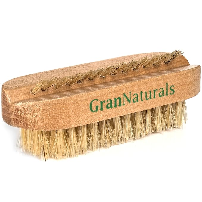 GranNaturals Toe & Finger Nail Brush - Hand & Foot Brush for Cleaning Fingernail and Toenail Cuticle - Natural Wooden and Bristle Scrubber Tool for Gardeners, Mechanics, Salon - Manicure + Pedicure