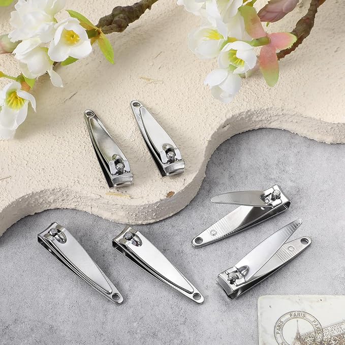 100 Pieces Nail Clippers Bulk for Men Women Adult, Ultra Sharp Stainless Steel Fingernail & Toenail Clippers Set, Flat Portable Travel Fingernails Sturdy Trimmer Pointed Pedicure Manicure Care Tool