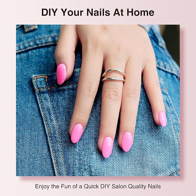 Semi Cured Gel Nail Strips, 20 PCS Gel Nail Stickers Work with UV Light, Salon Quality & Easy to Use - Rose Lover