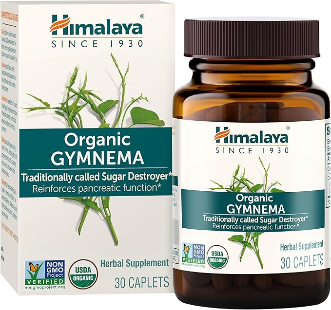 Himalaya Organic Gymnema Sylvestre - Herbal Glucose Metabolism Support - USDA Organic, Non-GMO, Vegan, Gluten Free, 700 mg, 30 Caplets (Pack of 2)