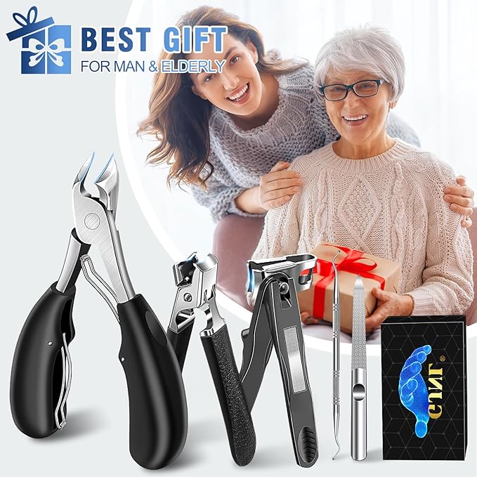 Toenail Clippers for Seniors Thick Toenails, Mens Stocking Stuffers 2025, Heavy Duty Large Toe Nail Clippers for Men with Catcher, 360°Rotating Nail Clippers, Christmas Xmas Presents Gifts for Adults