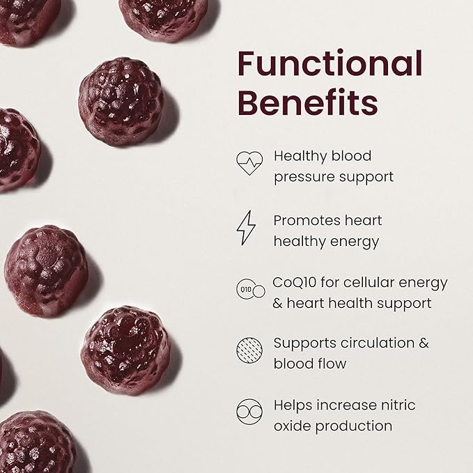 HumanN SuperBeets Heart Gummies Advanced - CoQ10 150 mg Plus Beet Root Powder & Grape Seed Extract, SuperBeets Gummy, 60 Count