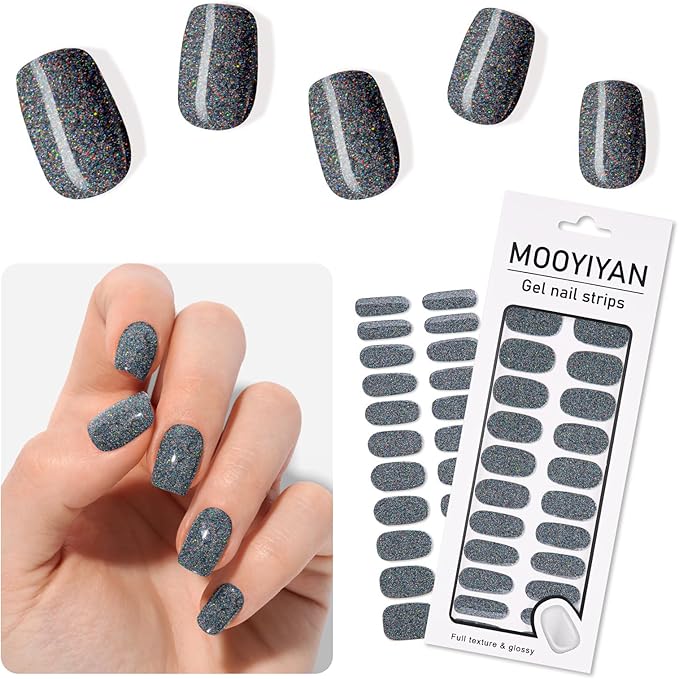 Gloss Nail Strips|Uv Free|22 Pcs,Gel Nail Stickers|Long Lasting Two Weeks and Easy to Apply&Remove|Laser Spot