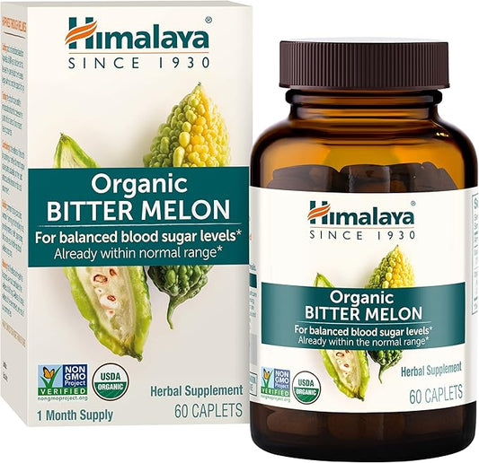 Himalaya Organic Bitter Melon - Herbal Glucose Metabolism Support - USDA Organic, Non-GMO, Vegan, Gluten Free, 660 mg, 60 Caplets