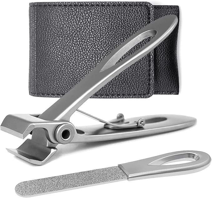 Straight Nail Clippers for Men Heavy Duty Toenail Clippers for Seniors Thick Toenails, Wide Jaw Opening Large Ultra Sharp Fingernail Cutter, Stainless Steel (Flat Edge-S)