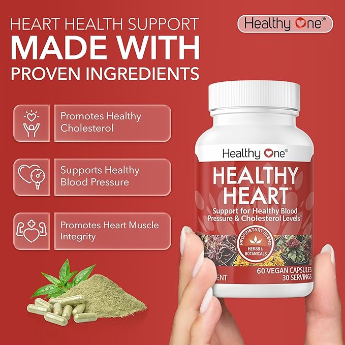 Healthy Heart - CoQ10 - Cholesterol - Circulation - Inflammation - Blood Pressure - Plaque - Cortisol - Arteries - LDL - HDL - Hawthorne - Beet Root - Garlic - Olive Leaf - Hibiscus - 120 Count
