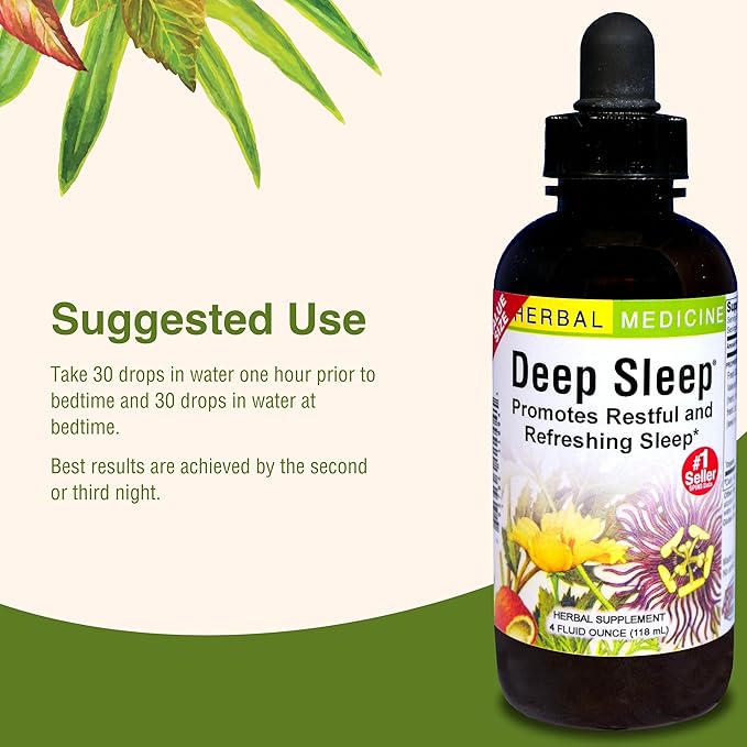 Herbs Etc. Deep Sleep Classic Liquid Extract - Herbal Supplement for Natural & Gentle Sleep Support - Restful Sleep Supplement with Passionflower, Chamomile & Lemon Balm - 4 fl oz (157 Servings)