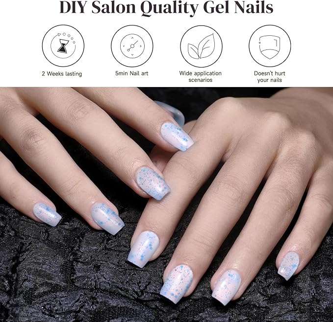 Semi Cured Gel Nails Strips - 28 pcs UV Gel Nail Stickers for Women Work with Any UV Lamp, Long Lasting Nail Wraps for Home DIY Nails Art (Colorful Butterflies)
