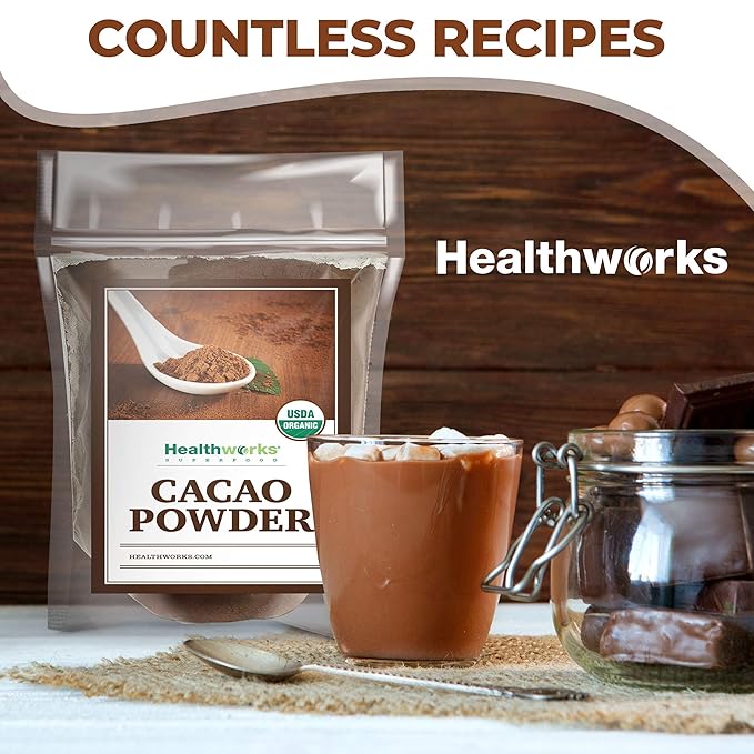 Healthworks Superfoods Organic Cacao Powder - 80 Oz / 5 Lbs - Cocoa Chocolate Substitute - Rich Choclate Flavour - Sugar-Free, Keto, Vegan & Non-GMO - Peruvian Bean/Nut Origin - Antioxidant Superfood