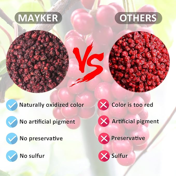 MAYKER Schisandra Berry 8.8OZ (250grams) | Sun-dried Schisandra Berry for Tea | Tart Flavor Base for Beverages, Mocktails