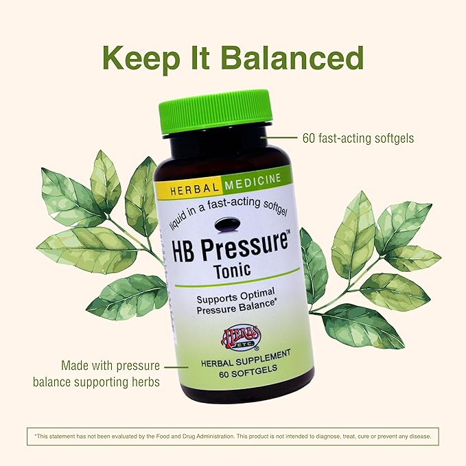 Herbs Etc. HB Pressure Tonic - Healthy Blood Circulation Support Supplement - Aid Cardiovascular Health - Herbal Supplement for Natural Energy Support - Gluten-Free - 60 Softgels (60 Servings)