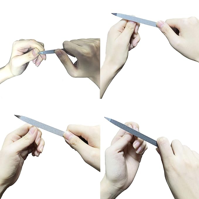 2 PCS Diamond Nail File Double Sided Metal Fingernail Manicure Files for Polish Nail, Removes Nail Ridges 7 Inches