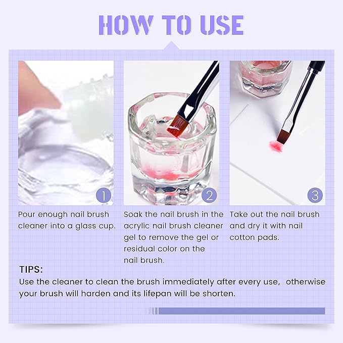 AIJIMEI Nail Art Brushes Cleaner Gel and Gel Nail Brushes Cleaner for Acrylic Application Can Quickly Dissolve Residues Acrylic Nail Brush Cleaner 60ml/2.03FL.OZ