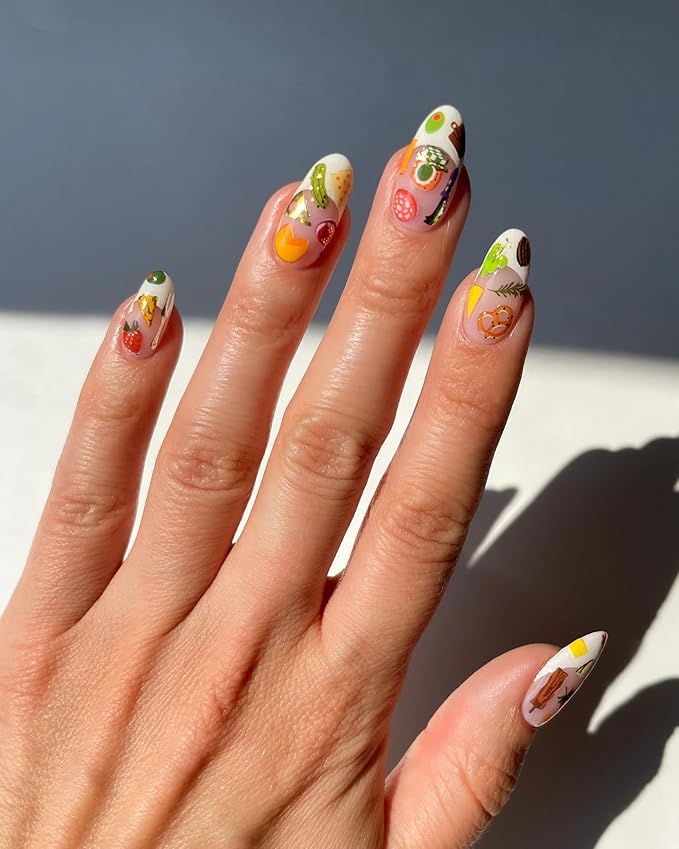 Deco Beauty Charcuterie Nail Stickers - Lightweight & Easy-to-Apply Nail Art with Trendy Designs - Durable & Long-Lasting Nail Stickers for Women, Ideal for DIY Manicures & Salon-Quality Nails
