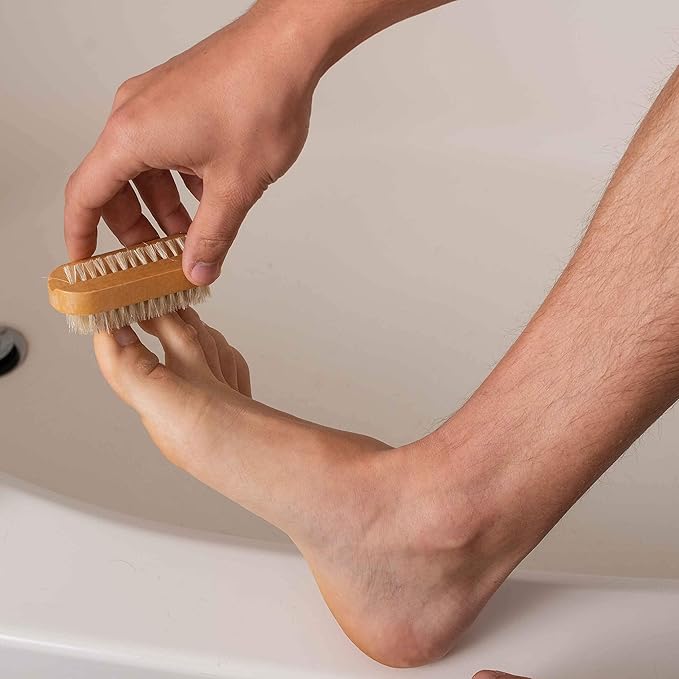 GranNaturals Toe & Finger Nail Brush - Hand & Foot Brush for Cleaning Fingernail and Toenail Cuticle - Natural Wooden and Bristle Scrubber Tool for Gardeners, Mechanics, Salon - Manicure + Pedicure