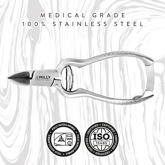 High Carbon Stainless Steel Heavy Duty Toenail Clippers for Thick Toenails | Trim Thick or Hard Toenails | Professional Nail Clippers for Seniors & Podiatrist Toenail Clippers (Silver)