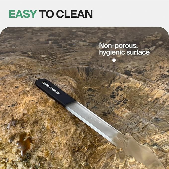 GERMANIKURE Glass Nail File in Cork Sleeve - Life is Better at The Beach - Professional Crystal Nail File for Natural Nails - Ideal Manicure & Pedicure Tool for Smooth, Easy Shaping - Nail Care Gift