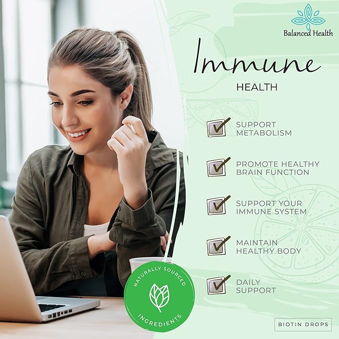 Biotin Drops - 120 Servings, 2oz, Lemon Flavor, Promote Healthy Hair Skin and Nails